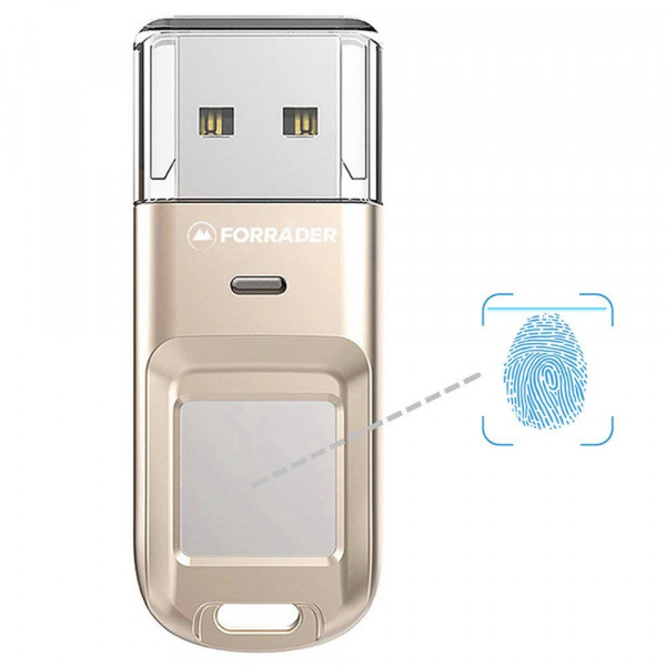 Forrader Fingerprint USB Flash Drive, Metal Design High-speed Recognition Fingerprint Encrypted USB High Tech Pen Drive Security Memory USB Stick (64G Silver)