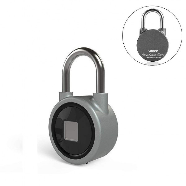 Fingerprint Padlock, Bluetooth lock Metal Waterproof, Suitable for House Door, Backpack, Suitcase, Bike, Gym locker, Office, APP is Suitable for Android/iOS(Gray)