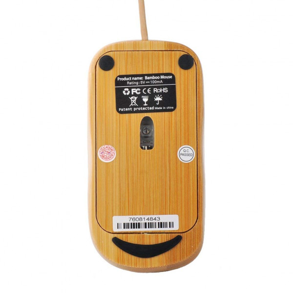 Forrader Handmade Bamboo 800 DPI 55 inch Length Cable Wired USB Mouse Mice
